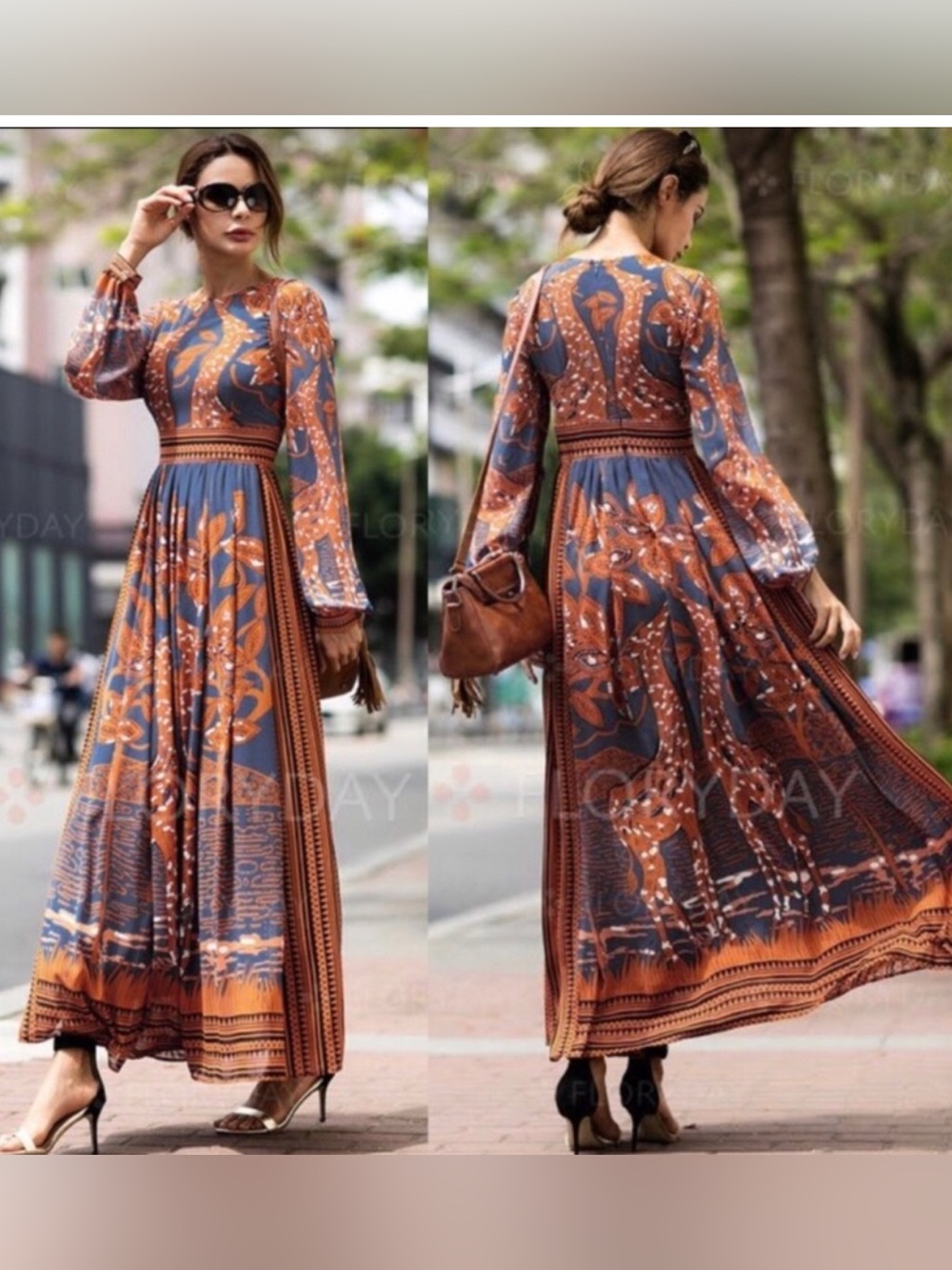 FLORYDAY ANTHROPOLOGIE Women's Giraffe Maxi Dress size small